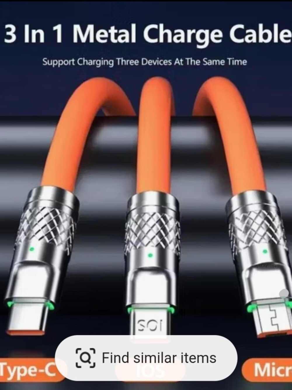 3-in-1 Multi-Connector Charging Cable compatible with all devices
